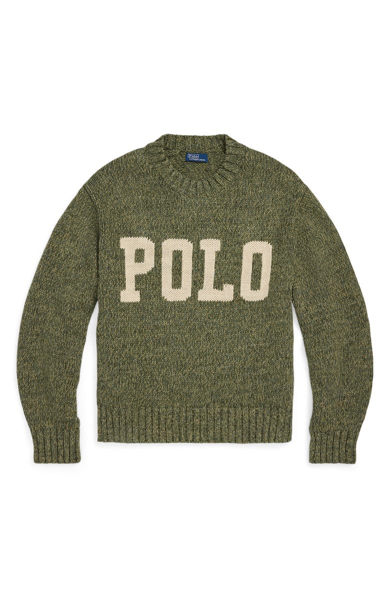 Polo Ralph Lauren Logo Cotton Graphic Crewneck Sweater, Alternate, color,