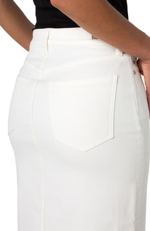 Liverpool Los Angeles Raw Hem Denim Maxi Skirt In Bone White