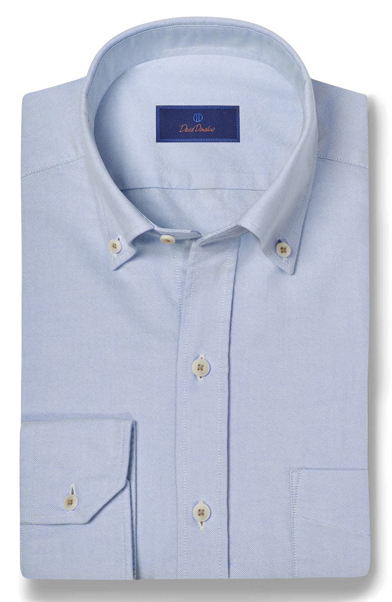 David Donahue Oxford Cotton Button-Down Sport Shirt, Main, color, Sky