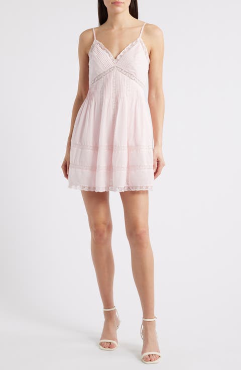 Docila Lace & Pintuck Detail Cotton Minidress