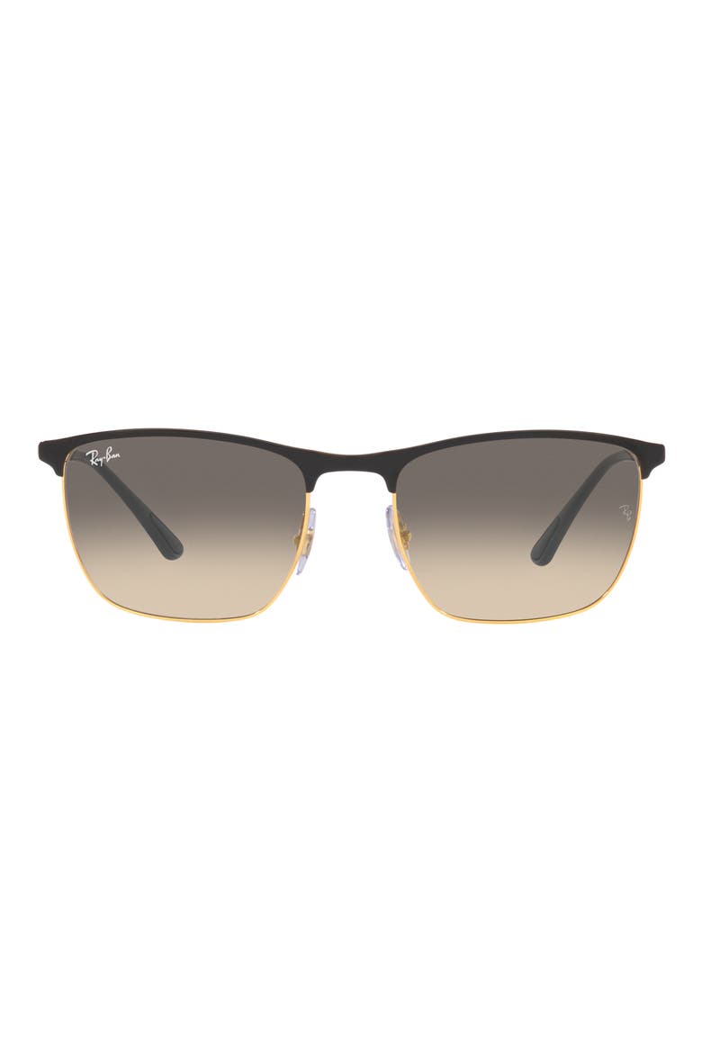 57mm Gradient Square Sunglasses, Main, color, BLACK