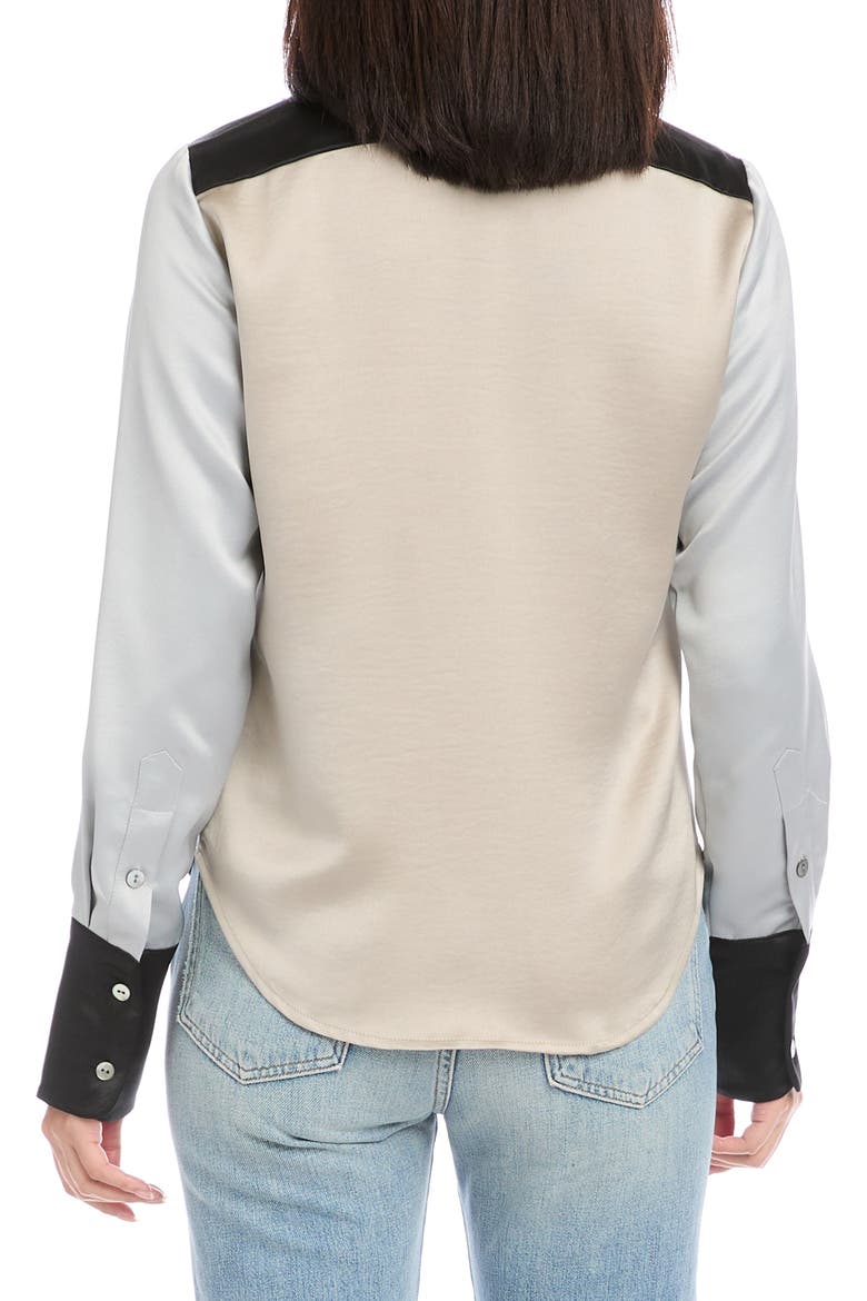 Colorblock Satin Button-Up Shirt, Alternate, color, MIXED COLORS