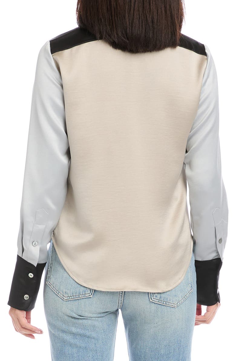 FIFTEEN TWENTY Colorblock Satin Button-Up Shirt, Alternate, color, 