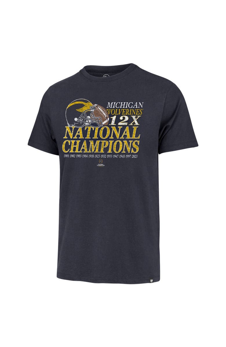 '47 Men's '47 Navy Michigan Wolverines 12-Time Football National Champions Franklin T-Shirt, Alternate, color, 