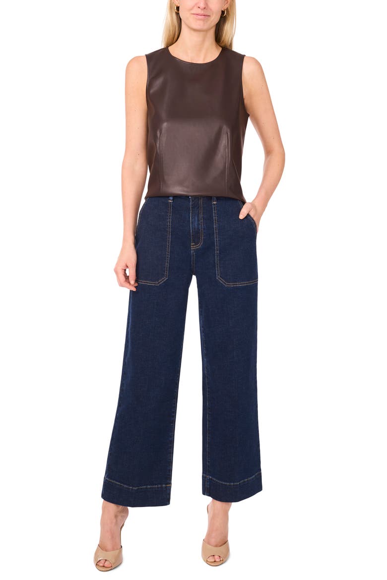 Faux Leather Tank, Alternate, color, CHOCOLATE