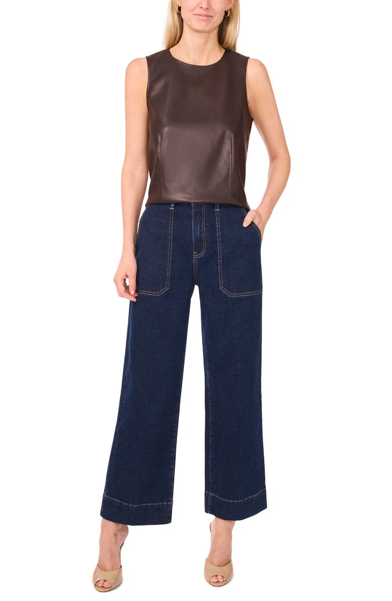 Vince Camuto Faux Leather Tank, Alternate, color, Chocolate