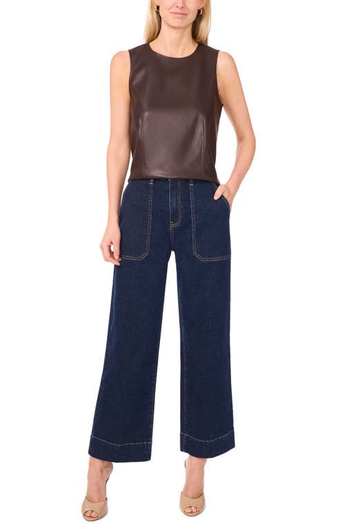 Vince Camuto Faux Leather Tank Top In Brown