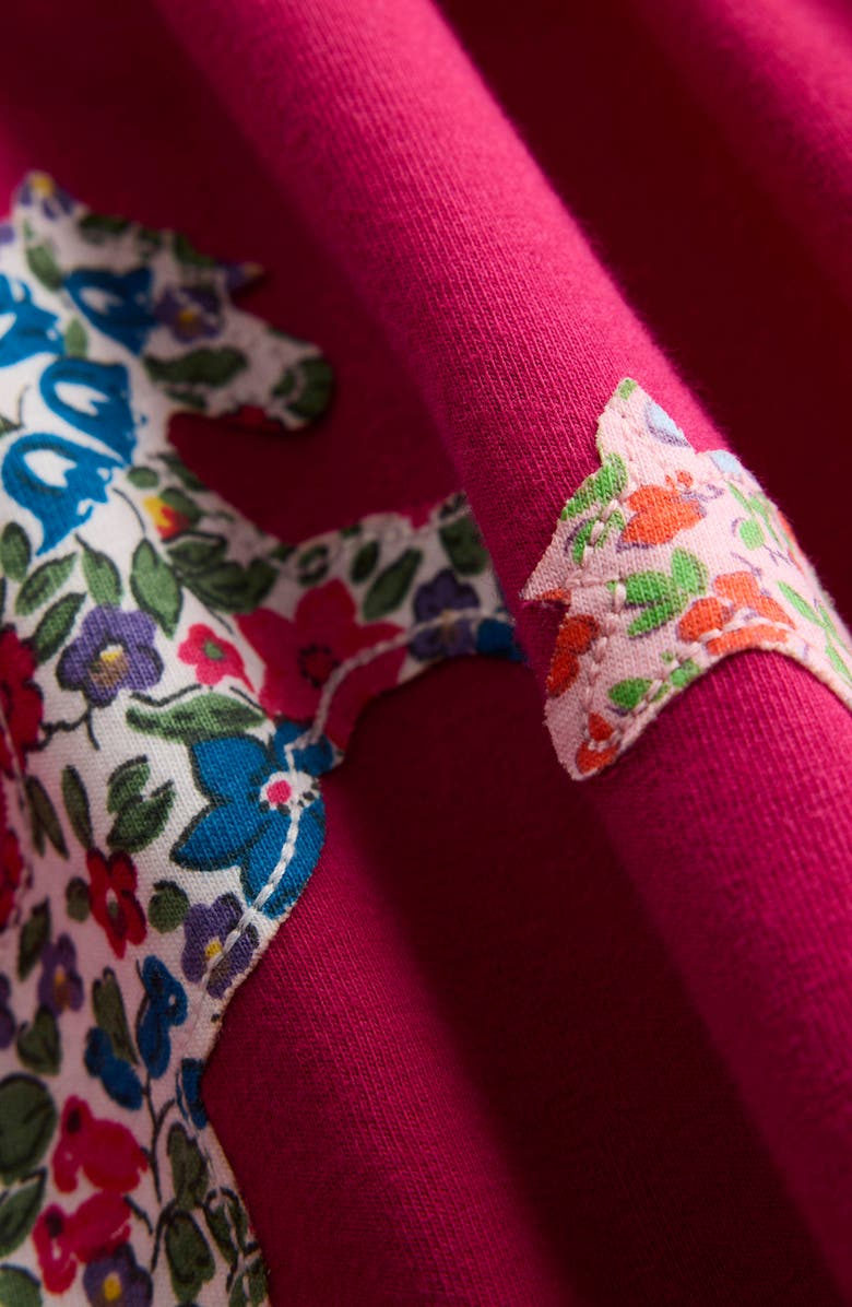 Mini Boden Kids' Appliqué Cotton Jersey Dress, Alternate, color, Cherry Jam Horses