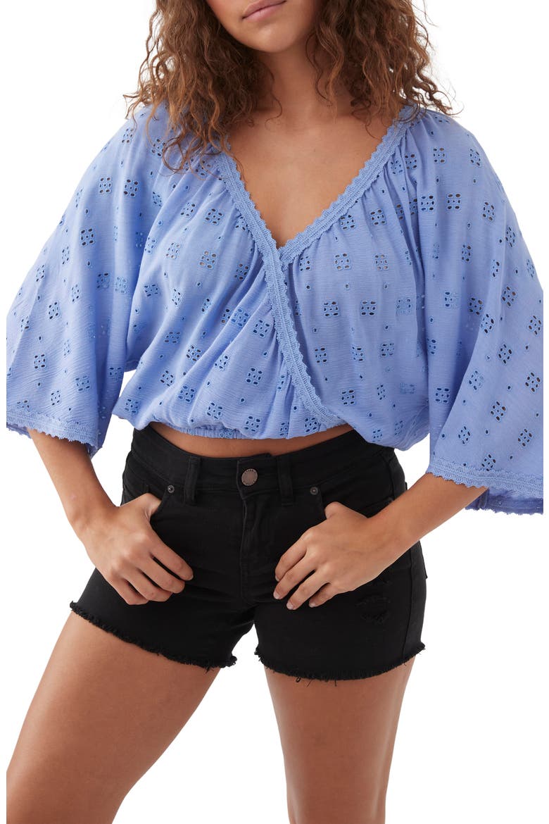 Inda Eyelet Crop Top, Main, color, PERIWINKLE