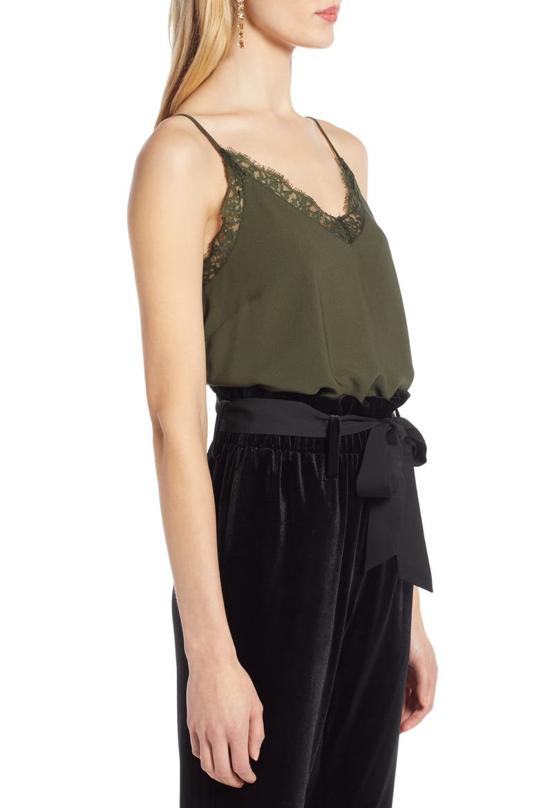 Lace Trim Camisole, Alternate, color, GREEN FOREST