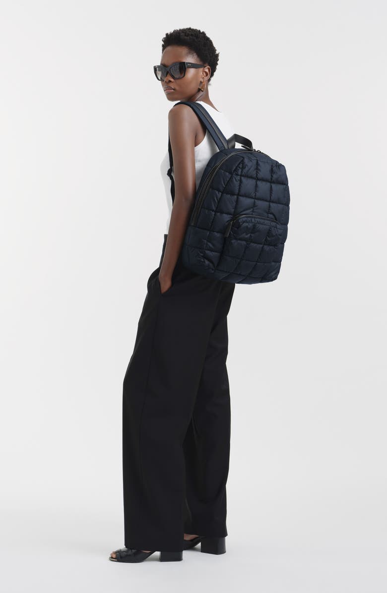 VeeCollective Porter Quilted Recycled Nylon Backpack, Alternate, color, Dark Navy Blu