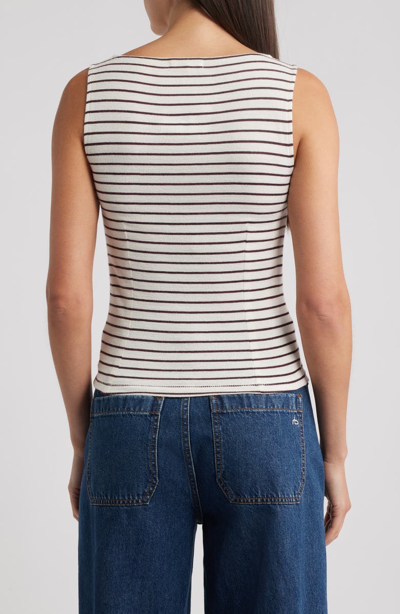 rag & bone The Knit Stripe Boat Neck Tank, Alternate, color, Brown Stripe