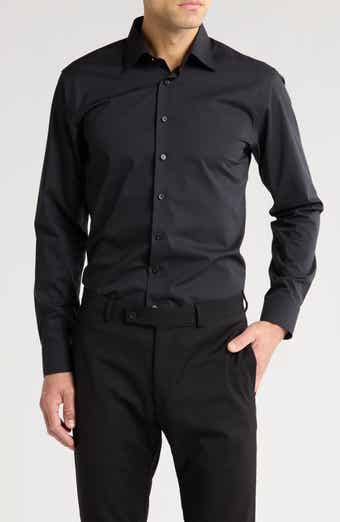 NORDSTROM RACK Trim Fit Solid Cotton Blend Dress Shirt
