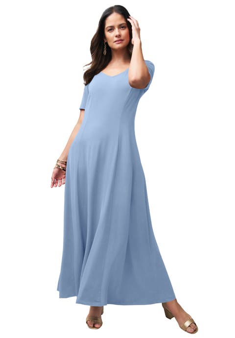 Stretch Knit Sweetheart Maxi Dress (Plus)