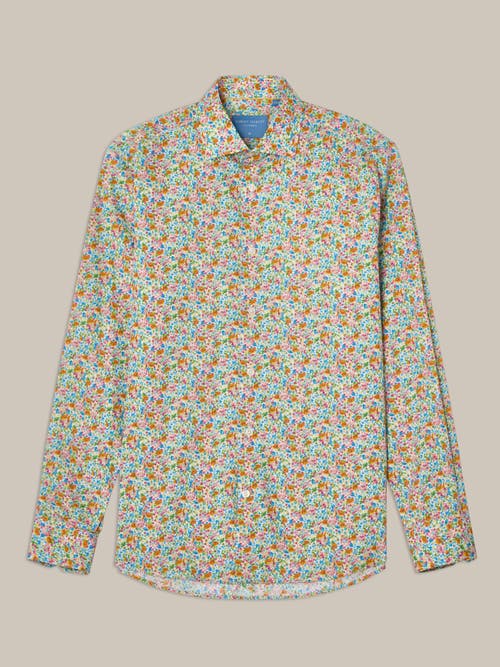 Robert Talbott Reynolds Spring Floral Print Contemportary Fit Shirt In White Multi
