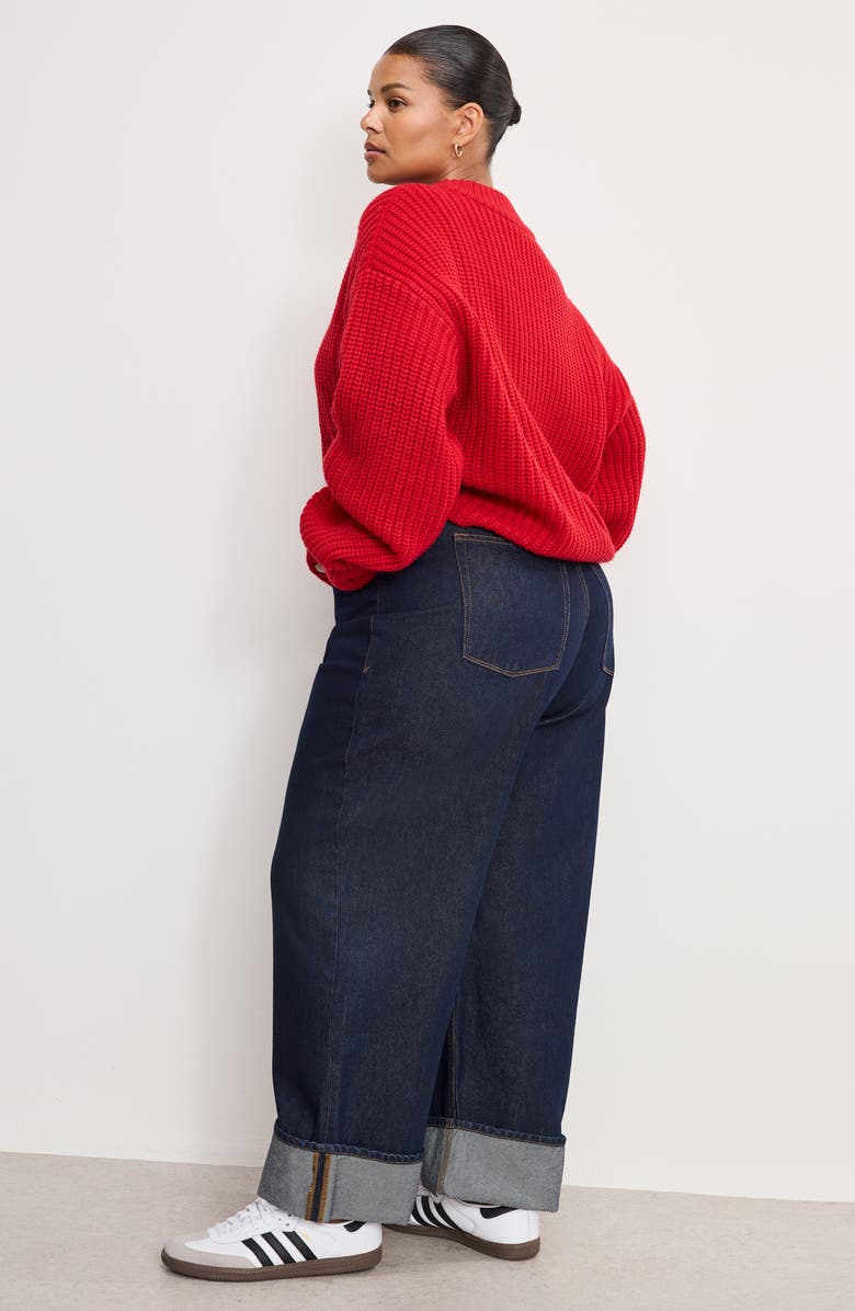 Good American High Waist Cuffed Baggy Wide Leg Jeans, Alternate, color, Indigo1006