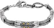 DEVATA Dragon Skin Chain Bracelet in Sterling Silver and 18K Gold Accents, Size Medium to Large