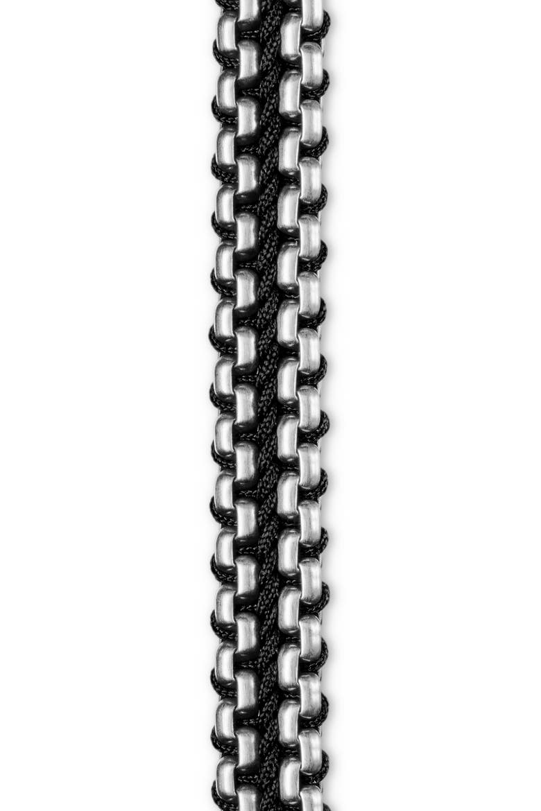 Men's Woven Box Chain Bracelet in Sterling Silver with Nylon, 10mm, Alternate, color, BLACK