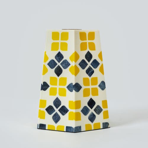 Mela Artisans Marigold Mosaic Inlay Candleholder In Yellow