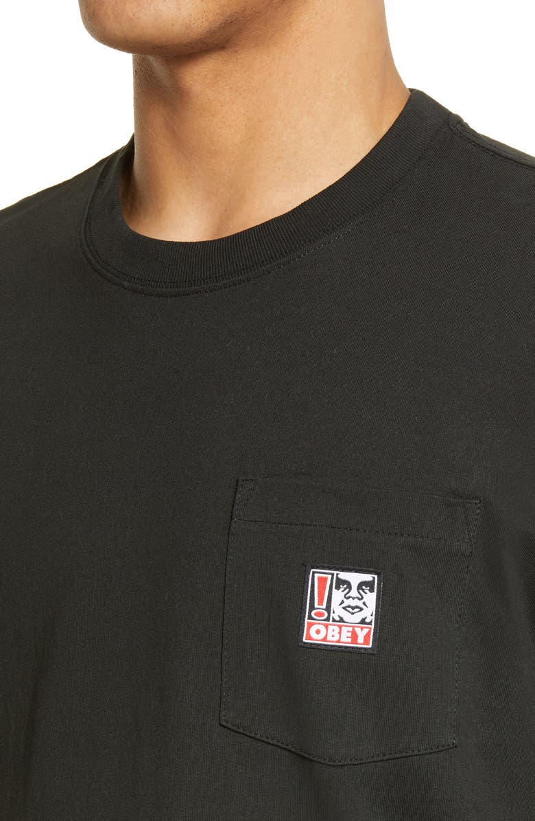 Obey Point Pocket Logo Organic Cotton T-Shirt, Alternate, color, 