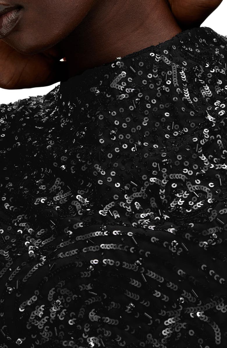 AllSaints Ivy Embellished Crop Top, Alternate, color, Black