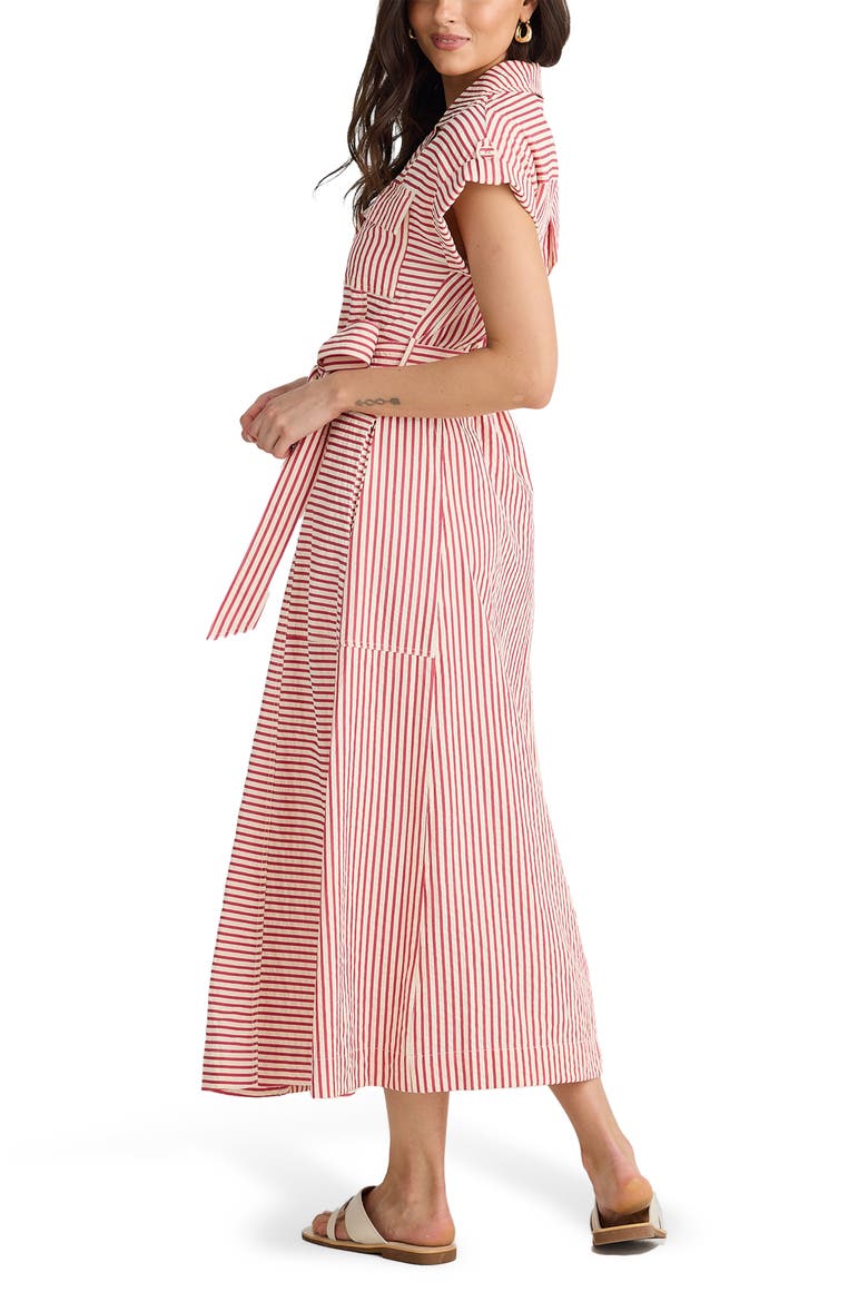 Portia Directional Stripe Maxi Shirtdress, Alternate, color, WHITE W RED STRIPE