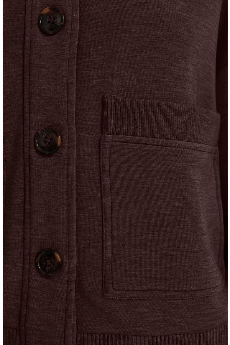 Sabrina DoubleSoft® Button-Up Sweatshirt, Alternate, color, COFFEE BEAN MARL