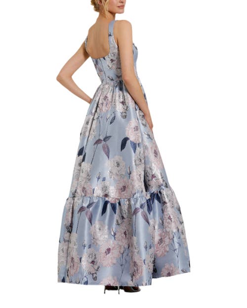 Mac Duggal Brocade Scoop Neck Sleeveless Floral Gown