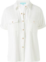 Melissa Odabash Tori Lounge Cotton-Blend Terry Snap Front Cover-Up Shirt