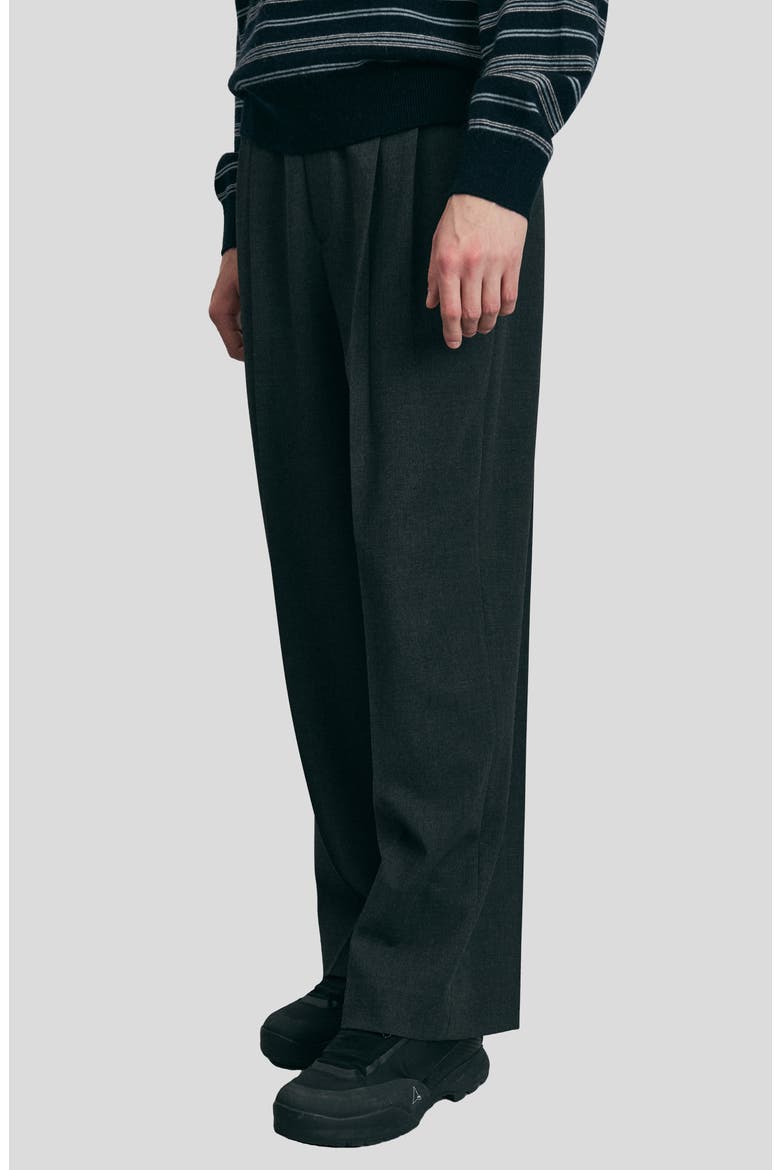 Pleated Semi-Wide Slacks, Alternate, color, CHARCOAL GREY