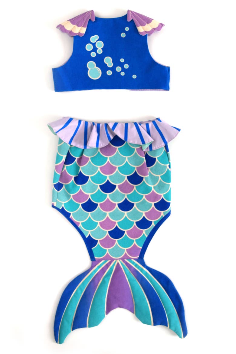 Mermaid Costume Set, Alternate, color, BLUE