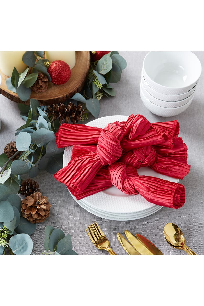 Red Satin Knot Napkin Set/6, Alternate, color, Red