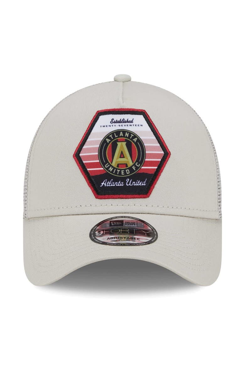 Men's New Era  Cream Atlanta United FC Established Patch 9FORTY A-Frame Trucker Adjustable Hat, Alternate, color, Cream