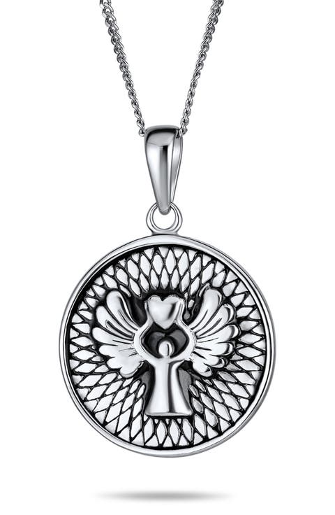 Guardian Angel Round Pendant Necklace