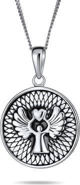 BLING JEWELRY Guardian Angel Round Pendant Necklace