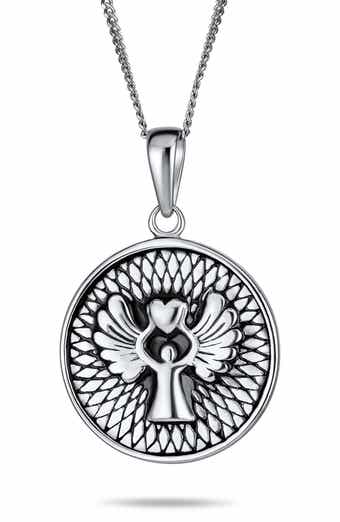 BLING JEWELRY Guardian Angel Round Pendant Necklace