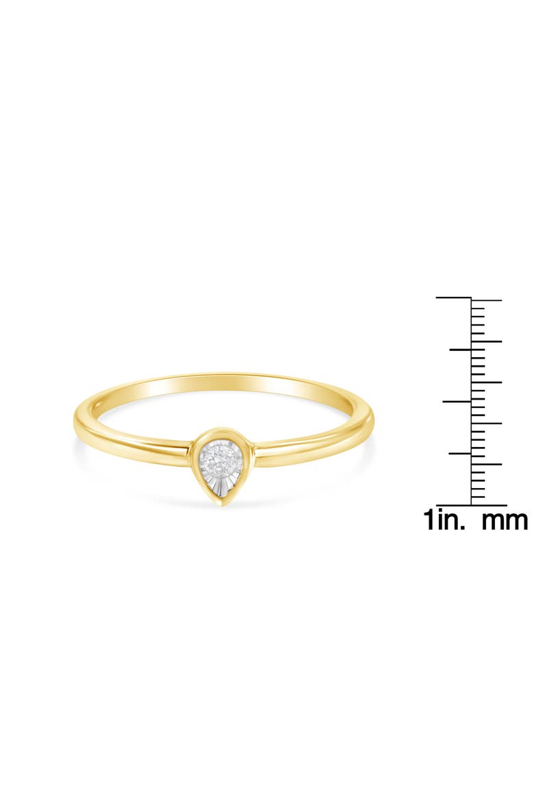 14K Yellow Gold Plated Silver 1/20 Cttw Diamond Teardrop Pear-Shaped Ring, Alternate, color, Yellow Gold over Silver