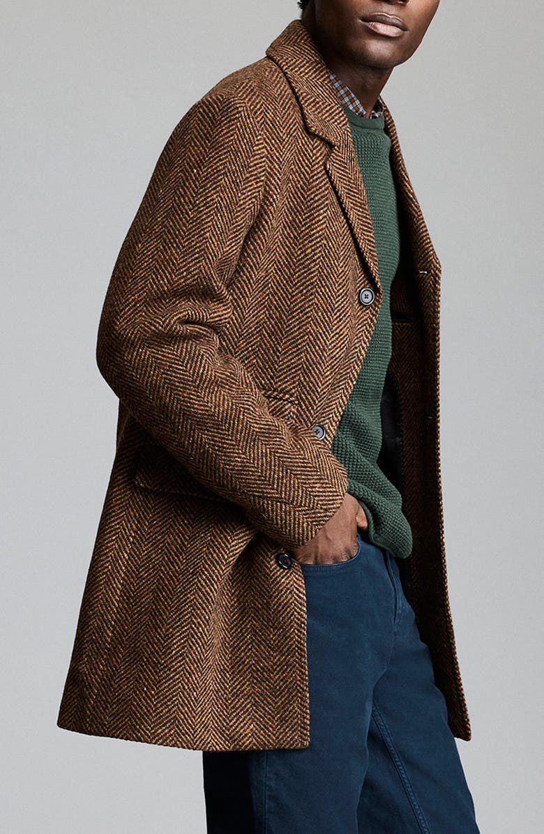 Billy Reid Astor Wool Herringbone Coat, Alternate, color, Dark Brown Herringbone