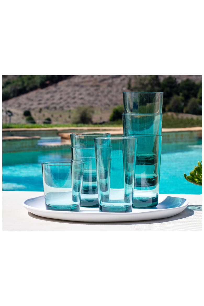 Simple Clear Set of 8 Glasses, Alternate, color, GREEN