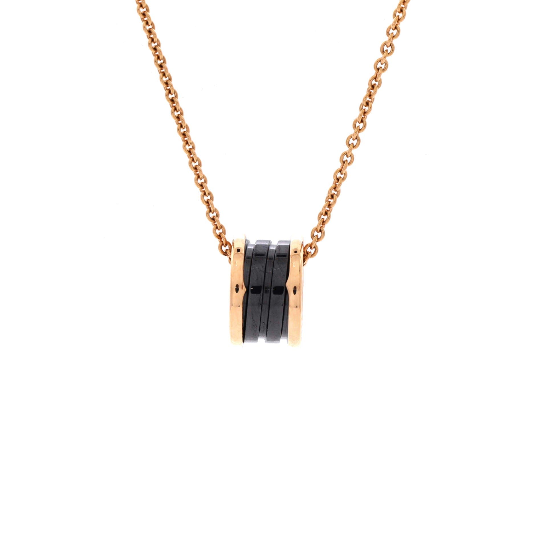 B.Zero1 Pendant Necklace 18K Rose Gold and Ceramic, Main, color, Metallic Gold