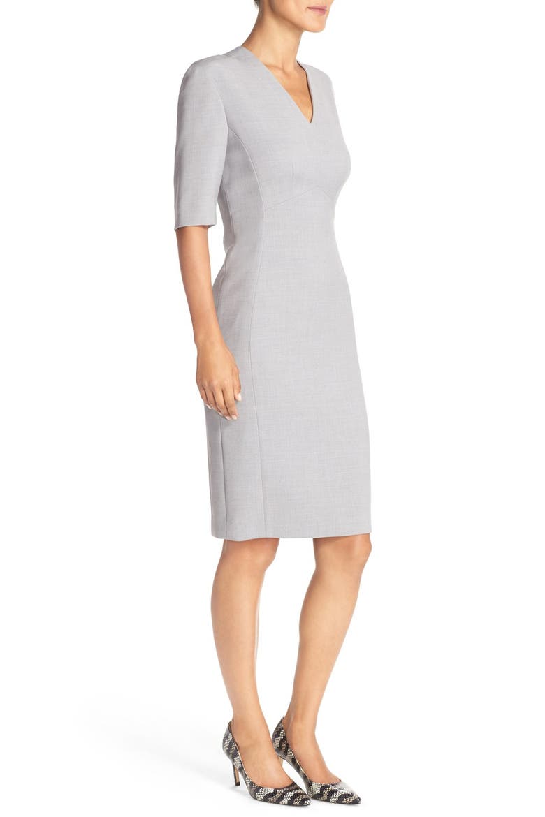 Mélange Woven Sheath Dress, Alternate, color, GREY