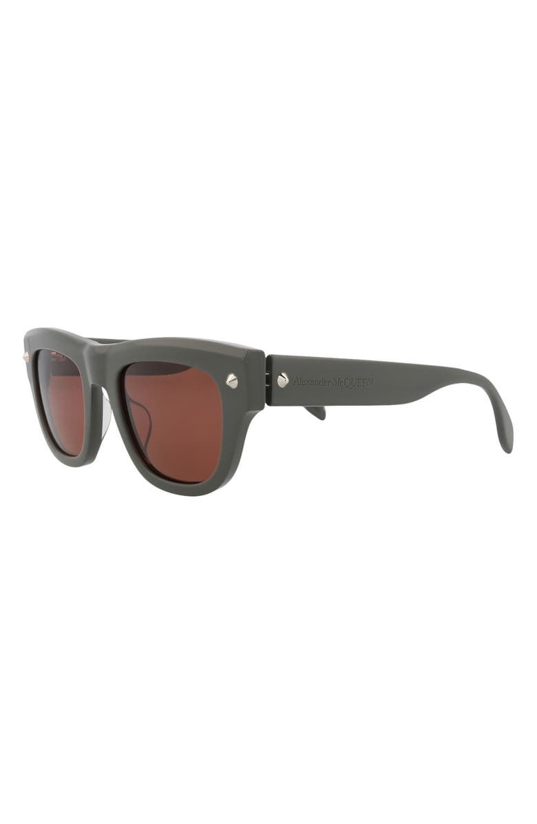 McQueen 51mm Square Sunglasses, Alternate, color, Grey Grey Brown