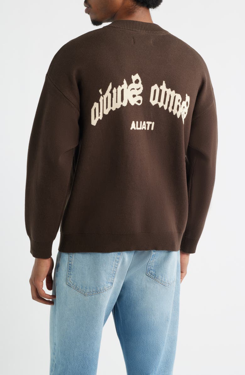 SANTO STUDIO Santo University Graphic Knit Sweater, Alternate, color, Brown