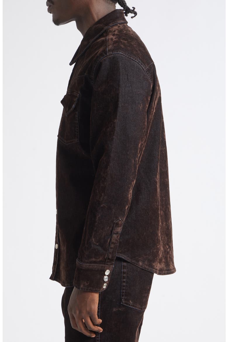 Flocked Denim Shirt Jacket, Alternate, color, HUSK