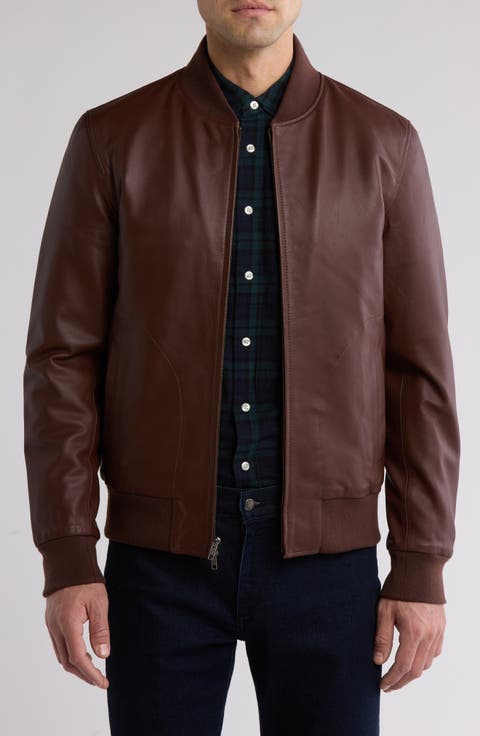 Padded Leather Bomber Jacket