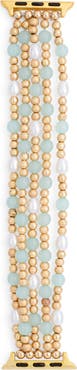 NORDSTROM RACK Bead & Faux Pearl Apple Watch® Watchband