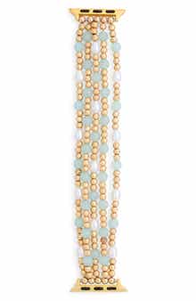 NORDSTROM RACK Bead & Faux Pearl Apple Watch® Watchband