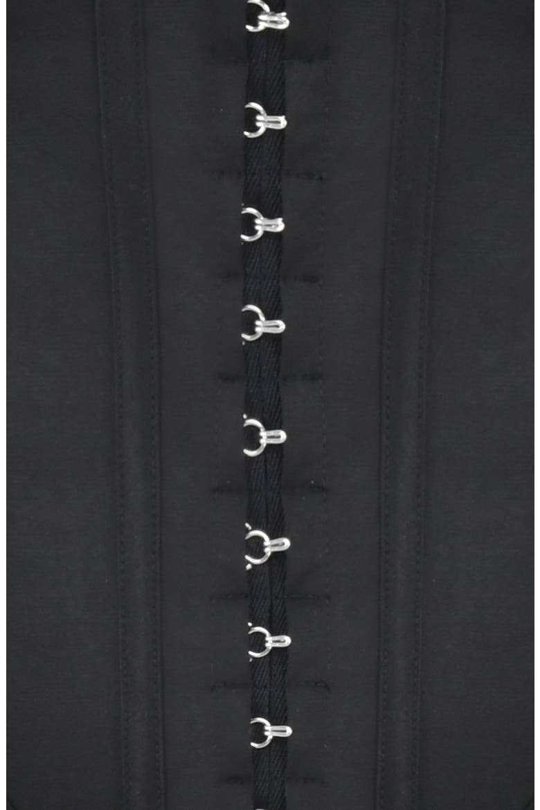 Mina Plunge Long Sleeve Structured Corset Top, Alternate, color, BLACK
