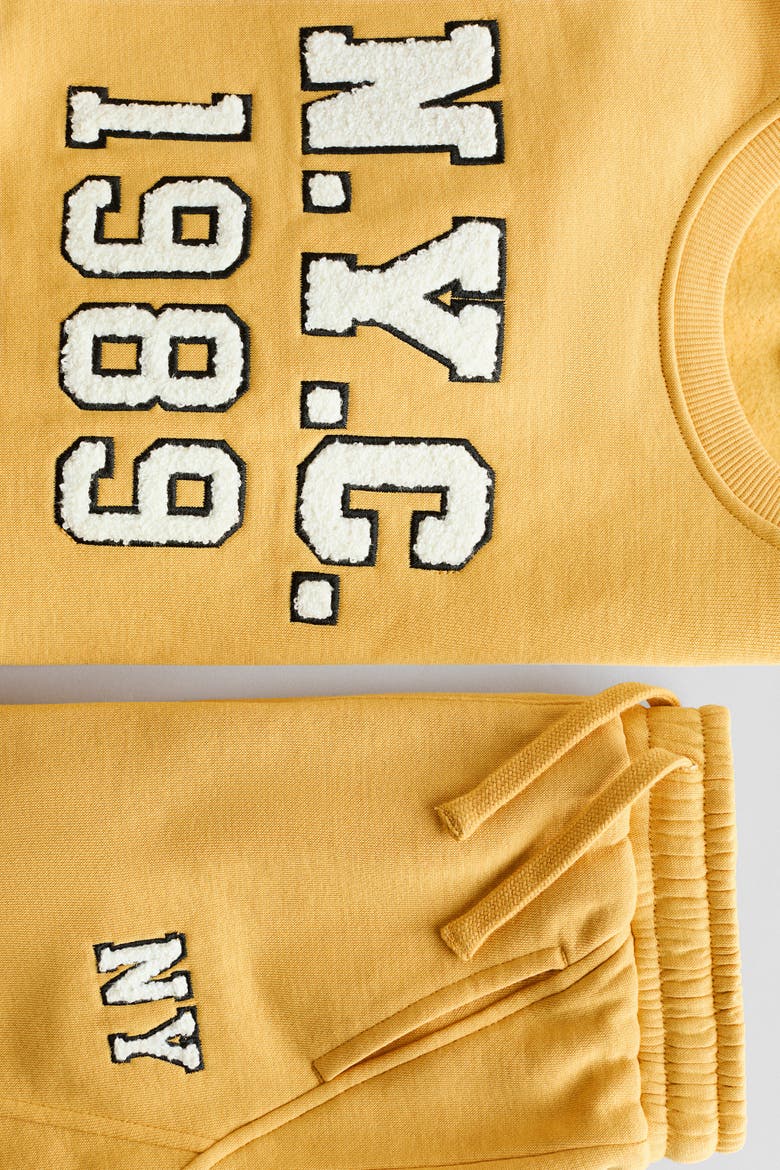 2-piece Sweatshirt And Joggers Set, Alternate, color, Mustard yellow/NYC