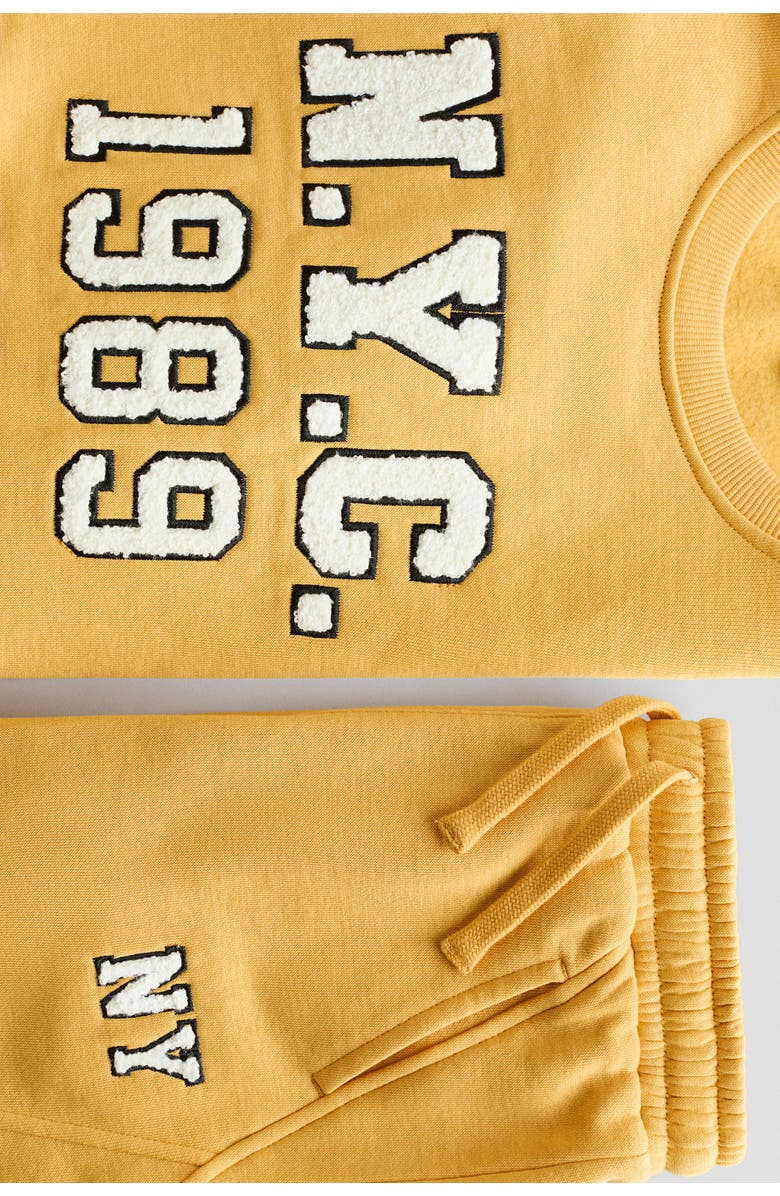 H&M 2-piece Sweatshirt Set, Alternate, color, Mustard Yellow/Nyc